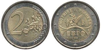 Италия 2 евро 2015 ЭКСПО 2015, Милан KM 380 биметалл 4384-145