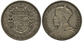 Новая Зеландия 1/2 кроны 1935 Георг V (1910-1936) KM 5 серебро 272-921