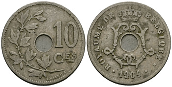 Бельгия 10 сантимов 1904 Belgique KM 52 медно-никель 4172-812