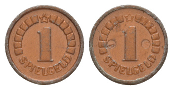 Германия игровой жетон в 1 марку диаметр 18 мм, вес 0,4 гр пластик 4655-661