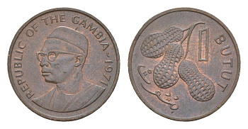 Гамбия 1 бутут 1971 KM 8 бронза aUNC 4643-621