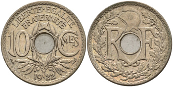 Франция 10 сантимов 1922 KM 866a, Le Franc 138.3 медно-никель 4143-917