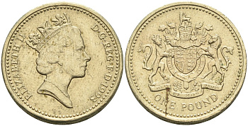 Великобритания 1 фунт 1993 Елизавета II (1952-2022) KM 964, Spink 4336 никель латунь 4116-853