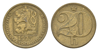 Чехословакия 20 геллеров 1975 KM 74 латунь 4674-435
