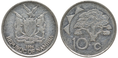 Намибия 10 центов 1998 дерево KM 2 никелированная сталь 4163-916