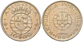 Ангола 10 эскудо 1969 KM 79 медно-никель UNC 4619-1057