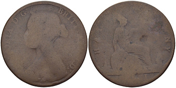 Великобритания 1/2 пенни 1861 Виктория (1837-1901) KM 748.2, Spink 3956 бронза 28-317