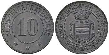 Шварценбах-на-Заале (Бавария) 10 пфеннингов 1917 Funck 490.5, Men18 28869.7 цинк aUNC 1515-242