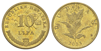 Хорватия 10 лип 2003 нечетный год KM 6 сталь плакированная латунью aUNC 4625-517