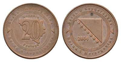Босния и Герцеговина 20 фенингов 2004 KM 116 сталь плакированная медью 4702-165