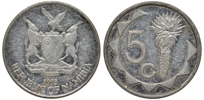 Намибия 5 центов 1993 KM 1 никелированная сталь 4164-517