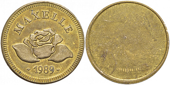 ЕВРОПА ЖЕТОН 1989 MAXELLE, РОЗА желтый металл 4544-945