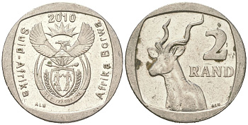 ЮАР 2 ранда 2010 KM 498 медь плакированная медно-никелем 4364-2417