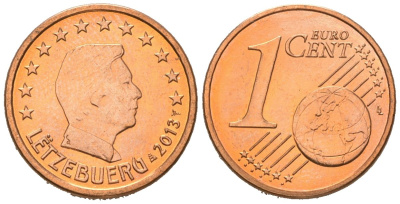 Люксембург 1 евроцент 2013 KM 75 сталь плакированная медью UNC 4618-816