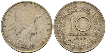 Австрия 10 грошей 1925 KM 2838 медно-никель 60-431