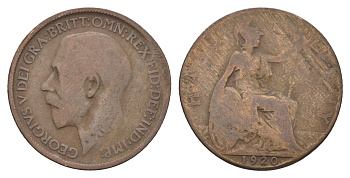 Великобритания 1/2 пенни 1920 Георг V (1910-1936) KM 809, Spink 4056 бронза 4662-1032