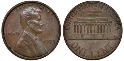 США 1 ЦЕНТ 1973 ЛИНКОЛЬН KM 201 медь цинк 72-1045