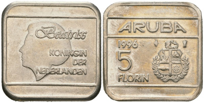 Аруба 5 флоринов 1996 Беатрикс (1980-2013) KM 12 сталь плакированная никелем 4619-411