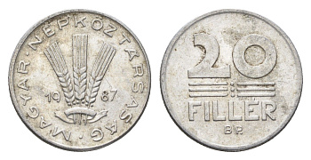 Венгрия 20 филлеров 1987 BP KM 573 алюминий 4668-119