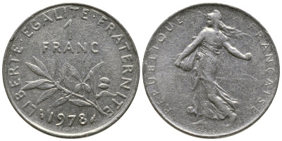 ФРАНЦИЯ 1 ФРАНК 1978 СЕЯТЕЛЬ KM 925.1 никель 93-1445