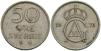 Швеция 50 эре 1973 Густав VI Адольф (1950-1973) KM 837 медно-никель 4138-851