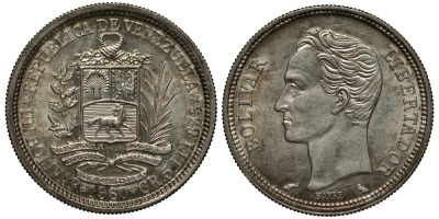 Венесуэла 1 боливар 1960 а, Симон Боливар KM 37а серебро 98-151