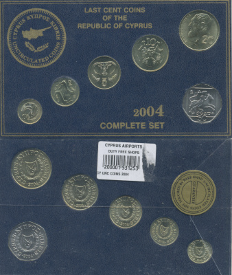 КИПР НАБОР ИЗ 6 МОНЕТ 2004 ОФИЦИАЛЬНЫЙ НАБОР, В ОРИГИНАЛЬНОМ БУКЛЕТЕ UNC 6-2-36