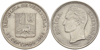 Венесуэла 25 сентимо 1965 Симон Боливар KM 40 никель 4547-954