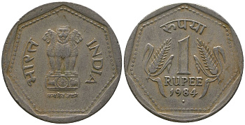 Индия 1 рупия 1984 ромб - Бомбей KM 79.1 медно-никель 4398-311