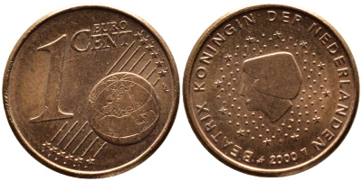 НИДЕРЛАНДЫ 1 ЕВРОЦЕНТ 2000 KM 234 сталь плакированная медью UNC 3334-1222