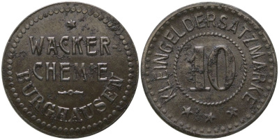 Бургхаузен (Бавария) 10 пфенингов ND Wacker Chemie Men05 4068.4, Men18 5177.4 железо 4163-533