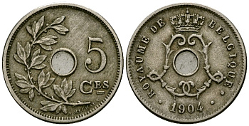 Бельгия 5 сантимов 1904 Belgique KM 54 медно-никель 4173-352