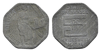 Билефельд 5 пфеннигов 1917 Funck 40.1, Men05 2775.1, Men18 3552.1 цинк 4396-1211