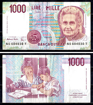 Италия 1000 лир 1990 Pick 114 c бумага 6312-6-2-2