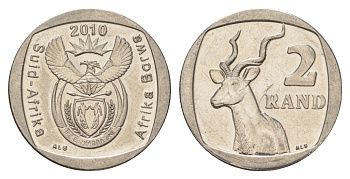 ЮАР 2 ранда 2010 KM 498 медь плакированная никелем UNC 4628-237