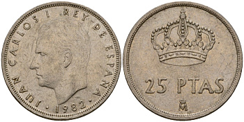 Испания 25 песет 1982 Хуан Карлос I (1975-2014) KM 824 медно-никель 181-1116