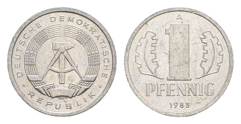 ГДР 1 пфенниг 1983 A KM 8.2 алюминий 4630-632