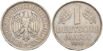 ФРГ 1 марка 1972 J KM 110, J. 385 медно-никель 4681-1226