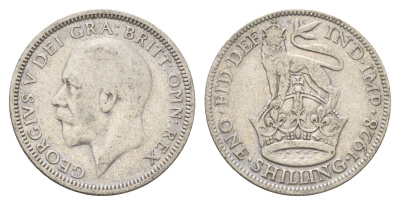 Великобритания 1 шиллинг 1928 Георг V (1910-1936) KM 833, Spink 4039 серебро 4116-1154