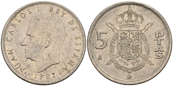 Испания 5 песет 1982 Хуан Карлос I (1975 - 2014) KM 823 медно-никель 4155-722