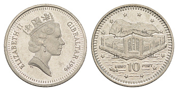 Гибралтар 10 пенсов 1996 KM 112 медно-никель UNC 4566-124