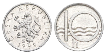 Чехия 10 геллеров 1998 KM 6 алюминий UNC 4627-1229