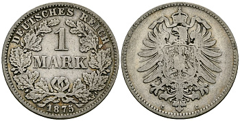Германия 1 марка 1875 C KM 7 серебро 4172-355