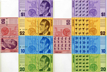 АВСТРАЛИЯ НАБОР ИЗ 5 БАНКНОТ 1970 ХАТТ-РИВЕР (HATT REVER), ПРОВИНЦИЯ, КНЯЖЕСТВО, 10, 20, 50 ЦЕНТОВ, 1 И 2 ДОЛЛАРА бумага UNC (ПРЕСС) 7204-38-3