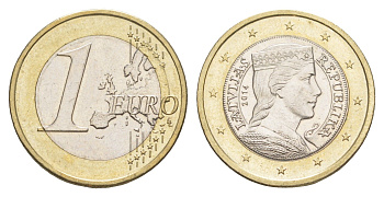 Латвия 1 евро 2014 KM 156 биметалл UNC 4648-943