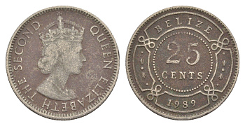 Белиз 25 центов 1989 KM 36 медно-никель 4646-217