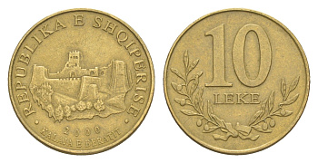 Албания 10 леков 2000 KM 77 алюминиевая бронза 4158-628