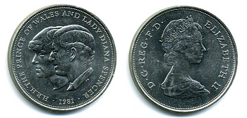 Великобритания 25 пенсов 1981 Королевская свадьба принца Чарльза и леди Дианы, Елизавета II (1952-2022) KM 925, Spink 4229 медно-никель 35-234