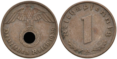 Германия 1 рейхспфенниг 1939 A KM 89, J 361 бронза 4396-1543