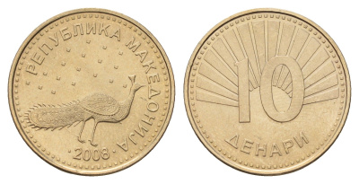 Македония 10 денаров 2008 KM 31 медь цинк никель UNC 212-1057